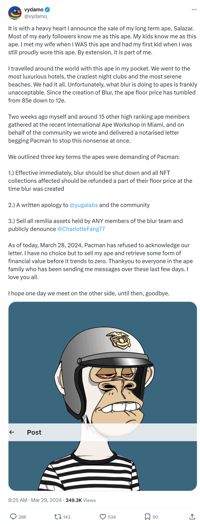 Buying some NFT of an ape jpeg and expecting it to appreciate in value.&nbsp;–&nbsp;Source:Reddit /r/all